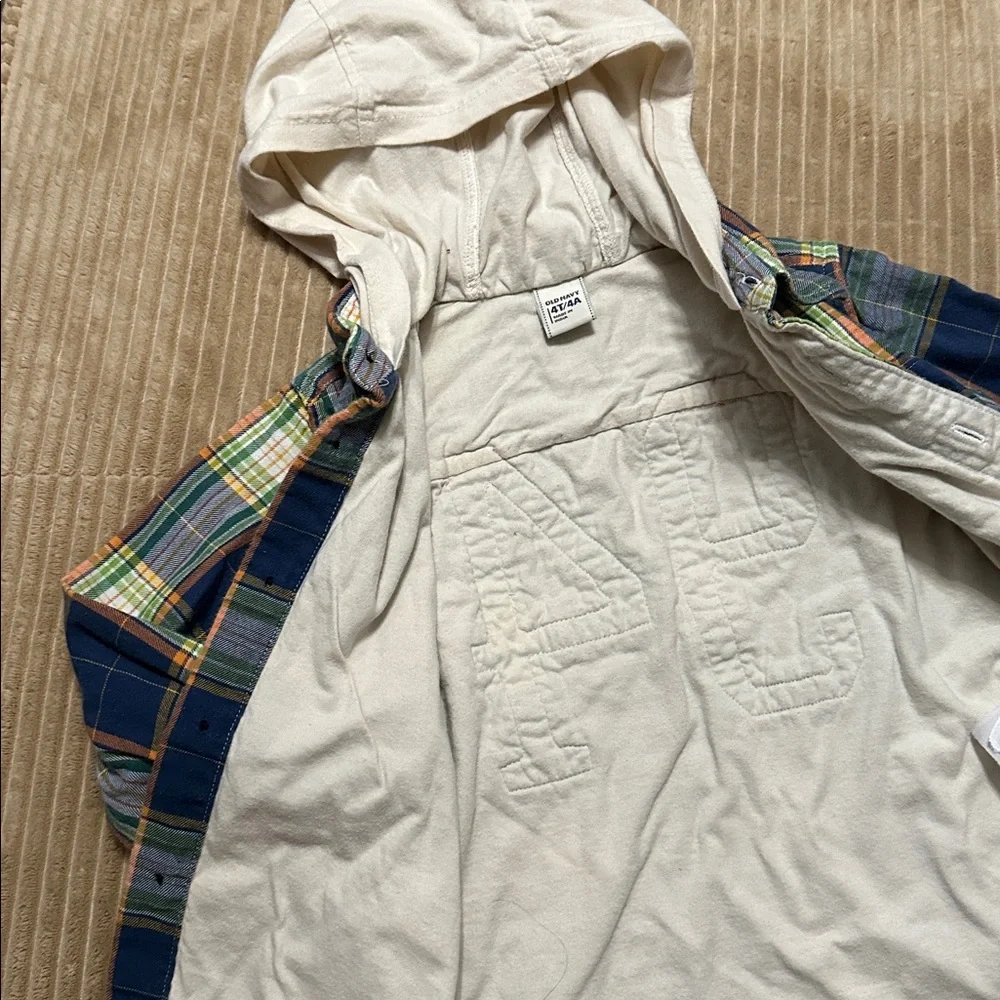 Old Navy Blue Plaid Kids Shirt with Hood size 4T
